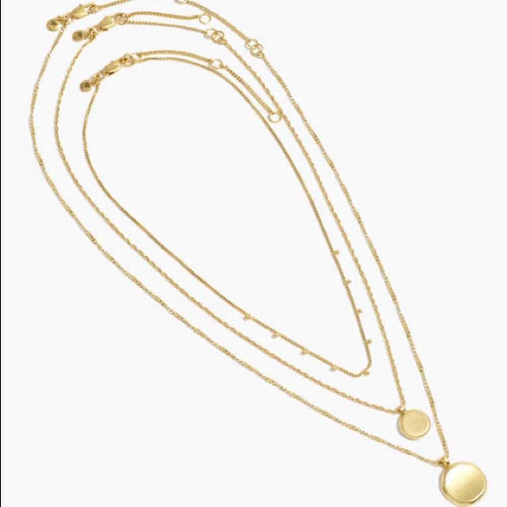 NEW MADEWELL Coin Necklace Set of 3 Gold Plated